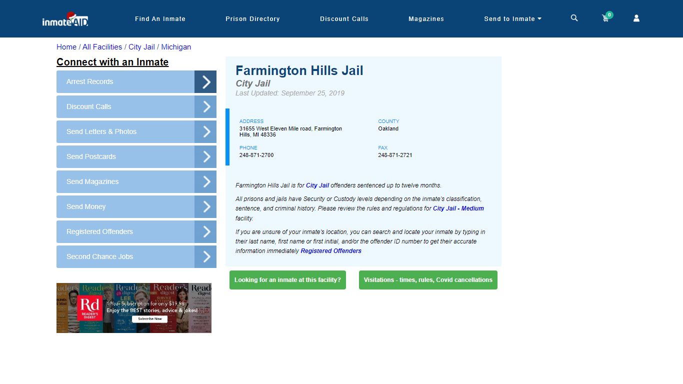 Farmington Hills Jail | Inmate Locator